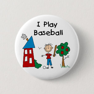 I Play Baseball 6 Cm Round Badge