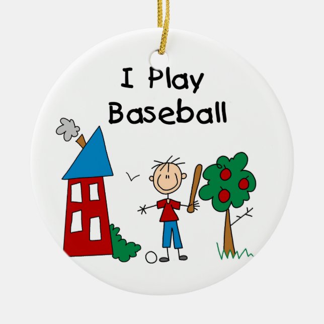 I Play Baseball Ceramic Tree Decoration (Front)