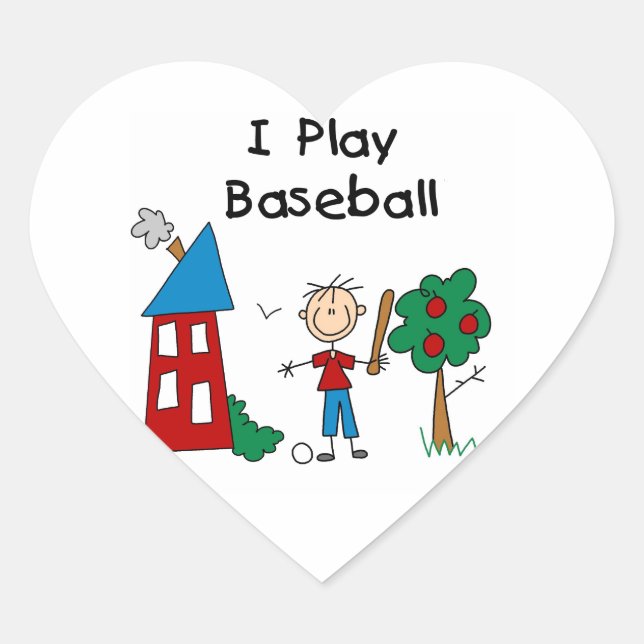 I Play Baseball Heart Sticker (Front)