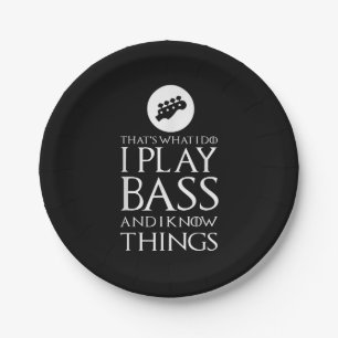 I Play Bass Funny Bass Guitar Paper Plate