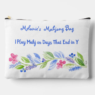 I Play Mahjong Dot Crack Bam Watercolor Flower  Accessory Pouch