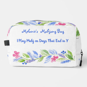 I Play Mahjong Dot Crack Bam Watercolor Flower Zip Dopp Kit