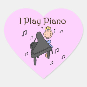 I Play Piano T-shirts and Gifts Heart Sticker