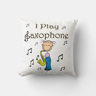 I Play Saxophone Stick Figure T-shirts and Gifts Cushion