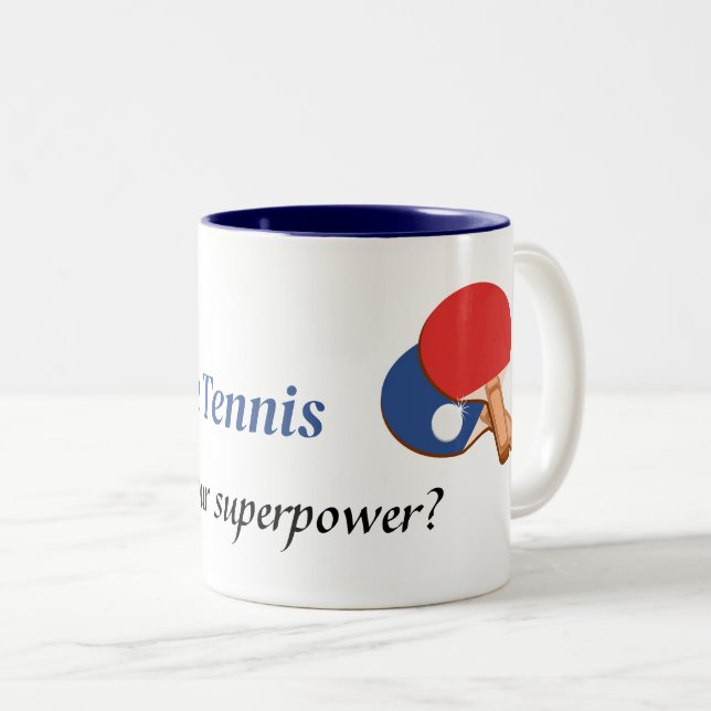 I play table tennis, superhero  Two-Tone coffee mug (Front Right)
