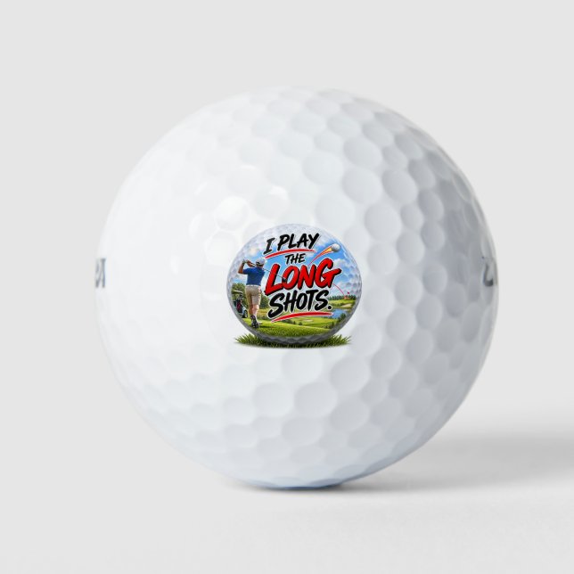 I Play the Long Shots – Funny G Golf Balls (Front)