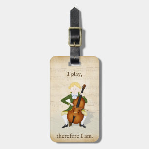 I Play Therefore I am." Cello Instrument Case Tag