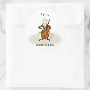 "I Play Therefore I Am" Cello Music Classic Round Sticker