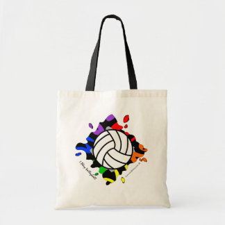 I Play Volleyball Ranbow Splash Budget Tote Bag