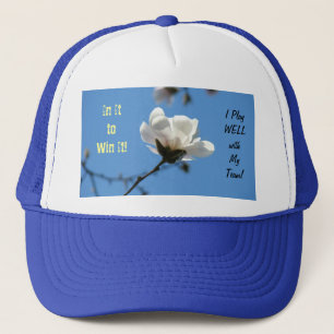 I Play WELL with My Team! sports cap hat Blue Sky