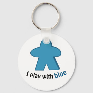 I Play with Blue Meeples Key Ring