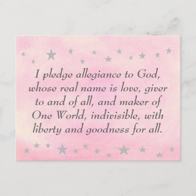I pledge allegiance to God, postcard (Front)