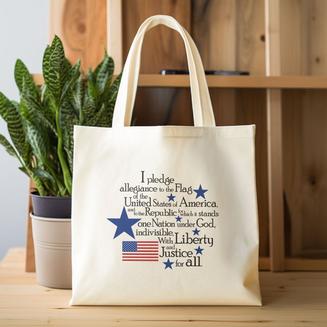 I pledge Allegiance to the flag of the United Tote Bag (Custom Canvas Tote Bag)