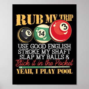 I Pool Billiards Puns Rub My Tip Stroke My Shaft G Poster