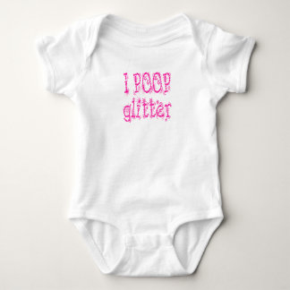 I Poop Glitter Pink Baby Bodysuit