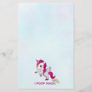 I Poop Magic Funny Unicorn Saying Stationery