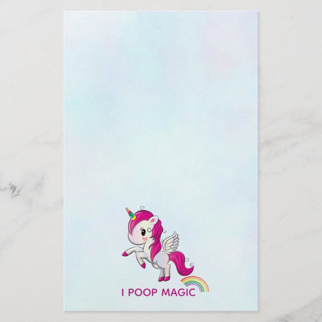 I Poop Magic Funny Unicorn Saying Stationery (Front)