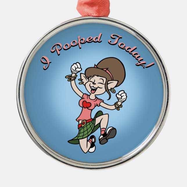 I Pooped Today! -f Metal Tree Decoration (Front)
