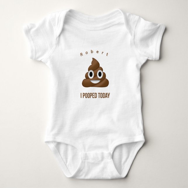 I Pooped Today Funny Poo Emoji Personalised Baby Bodysuit (Front)