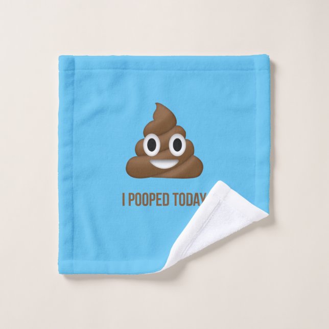 I Pooped Today Poo Emoji on Blue Wash Cloth (Wash Cloth)