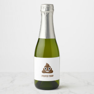 I Pooped Today Smiling Poo Emoji Sparkling Wine Label