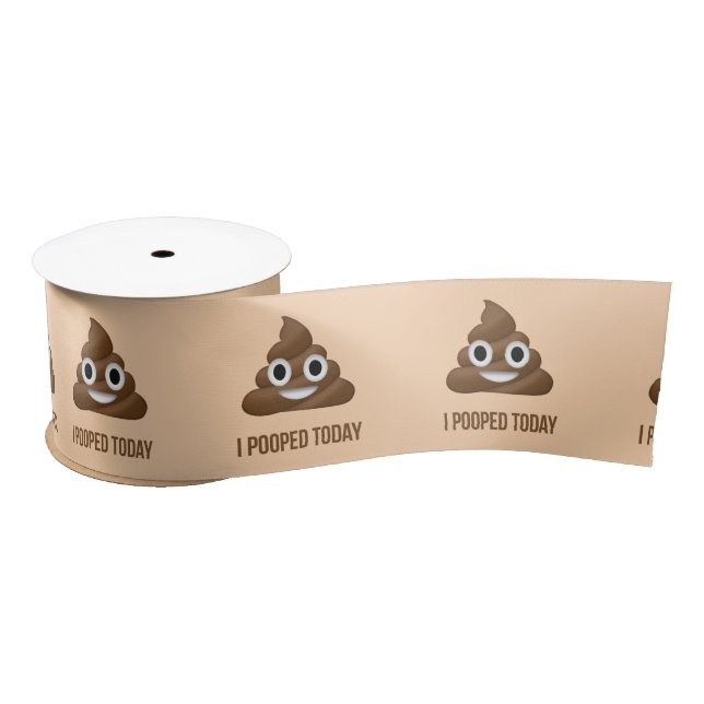 I Pooped Today Smiling Poo Emoticon Satin Ribbon (Spool)