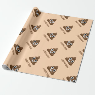 I Pooped Today Smiling Poo Emoticon Wrapping Paper