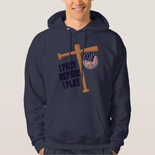 I pray before I play Basebal Game Hoodie