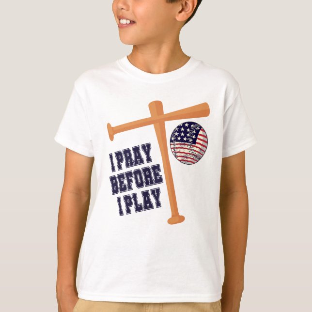 I pray before I play Basebal Game T-Shirt (Front)