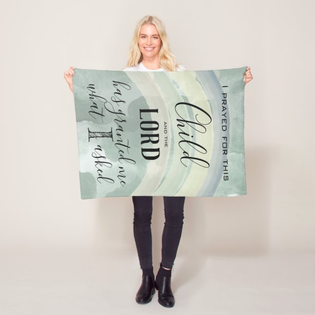 I Prayed for this Child Green Rainbow Baby Boy Fleece Blanket (In Situ)