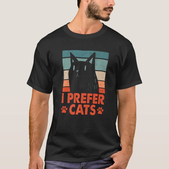 I Prefer Cats Introvert Cat Antisocial Kitten Cat  T-Shirt (Front)