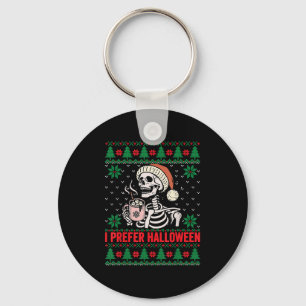 I Prefer Halloween Christmas Sweater Funny Holiday Key Ring