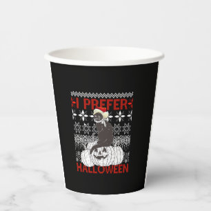 I Prefer Halloween Funny Christmas black Cat Sweat Paper Cups