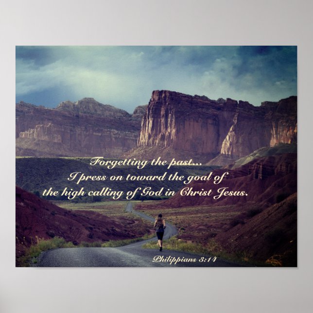 I press on towards the goal Philippians 3:14 Bible Poster (Front)
