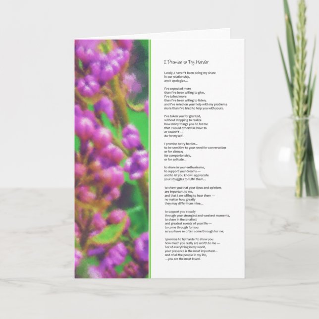 I Promise to Try Harder...Relationships Card (Front)