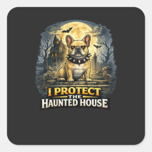 I Protect The Haunted House French Bulldog Hallowe Square Sticker