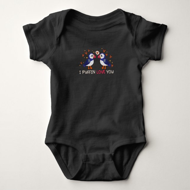 I Puffin Love You Relationship Hearts Seabirds Baby Bodysuit (Front)