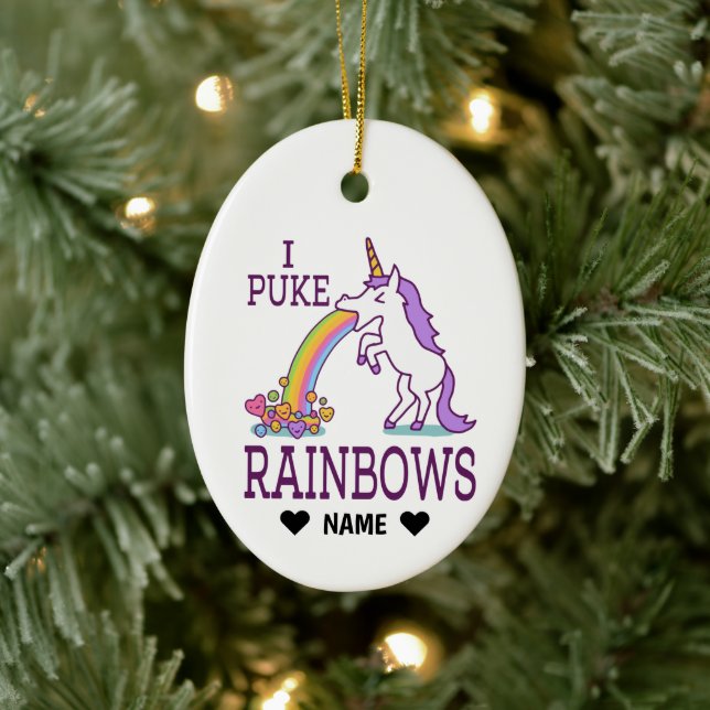 I Puke Rainbows Ceramic Tree Decoration (Tree)