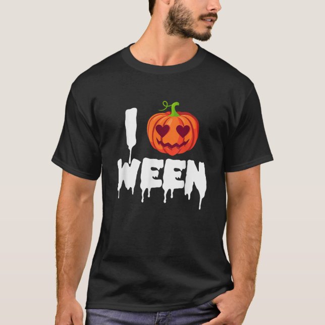 I Pumpkin Ween Funny Halloween Joke Quote Men Wome T-Shirt (Front)