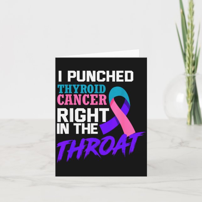 I Punched Thyroid Cancer Funny Thyroid Cancer Surv Card (Front)