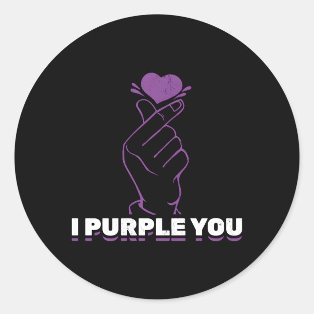 I Purple You Kdrama Korean Hand Symbol Kpop Classic Round Sticker (Front)