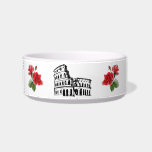 *~* I PURR IN ITALIAN COLOSSEUM RED ROSES BOWL<br><div class="desc">" I IN PURR ITALIAN CAT KITTY cat Kitten cat Pussy cat is the text found on this Italian CAT , PUSSY CAT , PET FOOD WATER BOWL. The WHITE bowl has a black outline of a VENETIAN MASK flanked on both sides with a small BOUQUET of RED ROSES. The...</div>