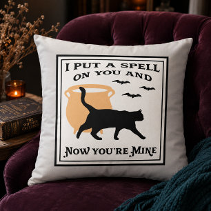 I Put a Spell on You Black Halloween Cat Cushion