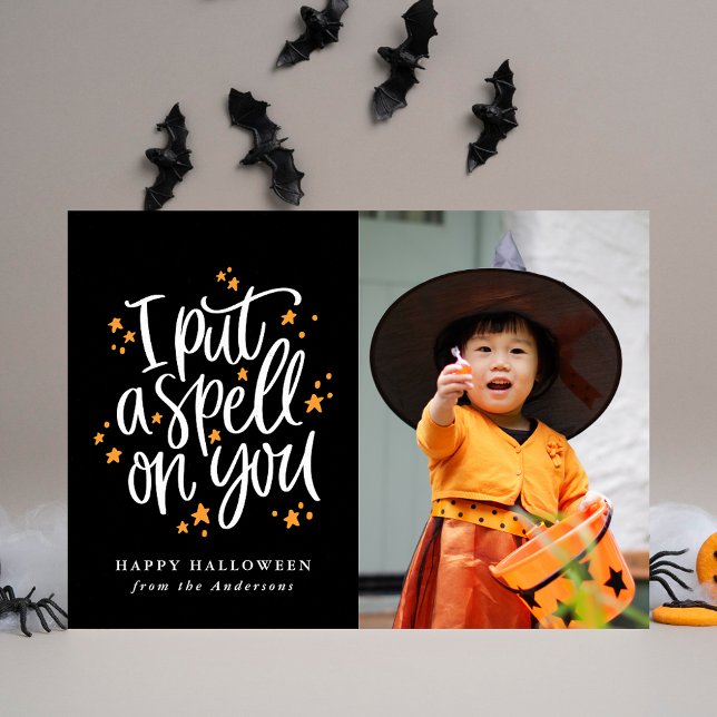 I Put A Spell On You Black Halloween Photo Card (Creator Uploaded)