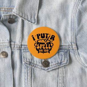 I Put a Spell On You-Black & Orange Halloween  7.5 Cm Round Badge