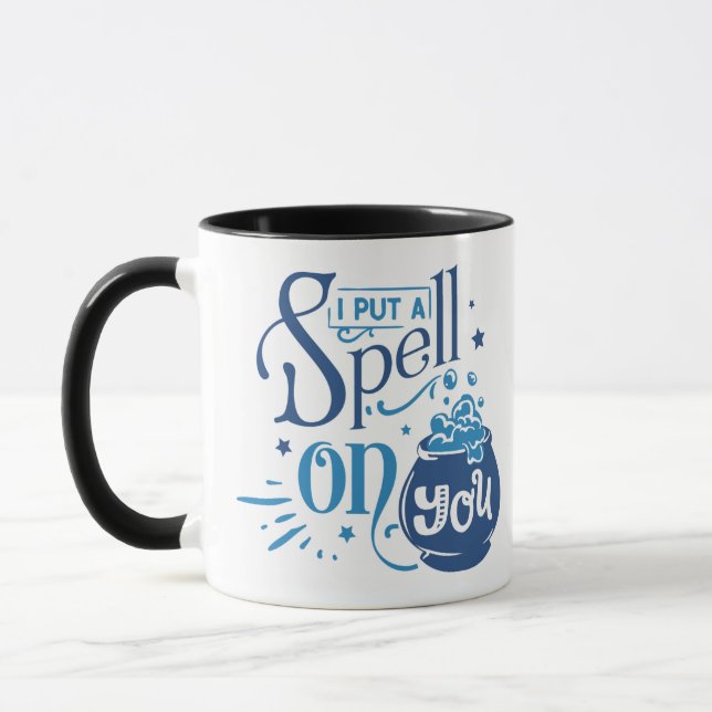 I Put a Spell on You Cauldron Blue Halloween Mug (Left)