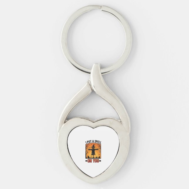I Put a Spell on You Halloween Scarecrow Vector De Key Ring (Front)