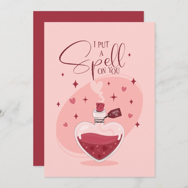 I Put A Spell On You Love Potion Valentine Holiday Card (Front/Back)