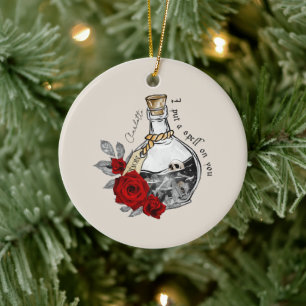 I Put A Spell On You – Love Potion with Skulls Ceramic Tree Decoration