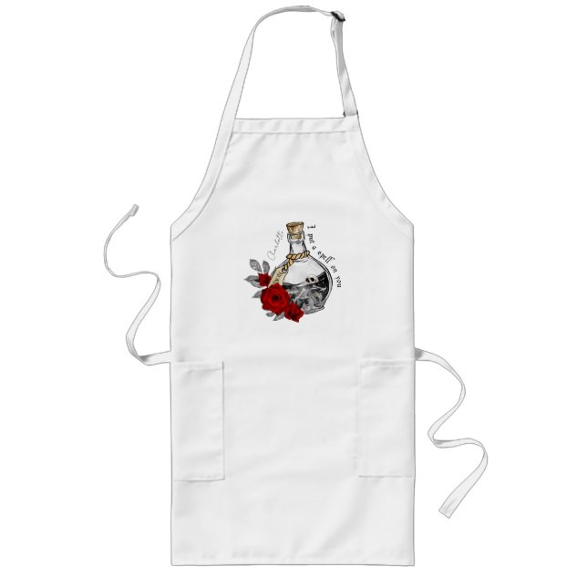 I Put A Spell On You – Love Potion with Skulls Long Apron (Front)